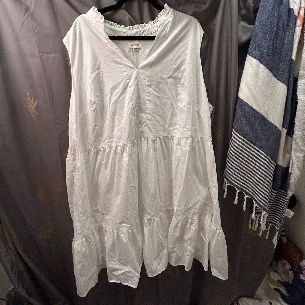 52Seven White Plus Size Prarie 70's Retro Cotton Dress Size 24W SO CUTE